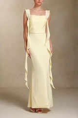 Elegant U Neck Sash Maxi Mermaid Prom Dress