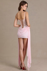 Embellished Lace Corset Mini Dress in Blossom