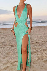 Knit Cut Out Braided Slip Sleeveless Dress