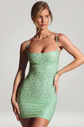 Embellished Bodycon Mini Dress in Pistachio