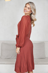 Abby Mae Rust Dress | Women's Pleated Midi Dress