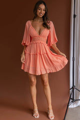 Desert Rose Bell Sleeve Mini Dress Blush
