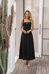 Evelisse Black Dress | Women's Cotton Maxi Dress