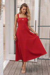 Evelisse Red Dress | Women's Cotton Maxi Dress