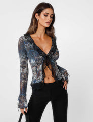 ZELDA TOP - BLACK ABSTRACT