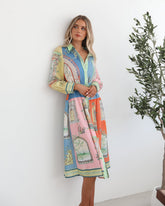 Jalisi Multi Print Dress | Women's Printed Midi Shirt Dress