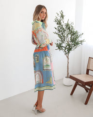 Jalisi Multi Print Dress | Women's Printed Midi Shirt Dress