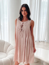 Kearah Beige Gingham Dress | Women's Gingham Midi Dress