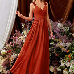 V neck Strap Evening Dress Lace Pleated Backless Sexy Large Swing Dance Dress Party Dress Bridesmaid Dress Summer