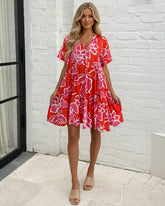 Ophelia Dress - Red Multi | Women's Floral Mini Dress