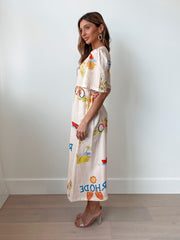 Rozellia Cream Print Dress | Women's Tropical Maxi Dress
