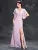 Beaded collar hem flared slit sleeve chest pleated chiffon slit skirt Evening gown Ball dress Party dress