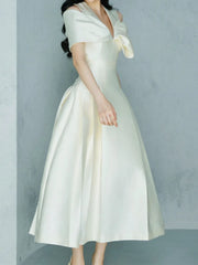 Elegant Long Dress Fairy Style V-neck Hollow Waist 3D Bow Pocket Fashion Party Dresses For Women 2025 Spring Summer 23A9338