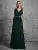 Shoulder deep V-neck silver sequin belt pleated chiffon slit skirt Evening gown Ball dress Party dress Bridesmaid dress