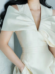 Elegant Long Dress Fairy Style V-neck Hollow Waist 3D Bow Pocket Fashion Party Dresses For Women 2025 Spring Summer 23A9338