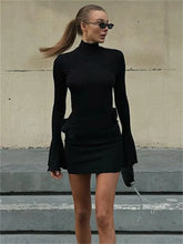 Autumn Ruffled Patchwork Mini Dress Women’s Long Sleeve High Waist Fashion Elegant Dress Ladies Skinny Party Dress