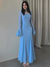Fashion Autumn Ruffled Long Dress Women Bandage Slim High Waist Elegant Patchwork Party Dress Women’s Chiffon Maxi Dress