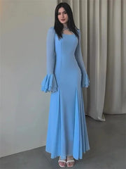 Fashion Autumn Ruffled Long Dress Women Bandage Slim High Waist Elegant Patchwork Party Dress Women’s Chiffon Maxi Dress