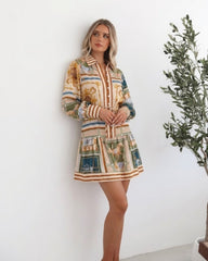 Zetian Multi Print Mini Dress | Women's Printed Shirt Dress