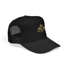 Asig Legacy Gold Logo Trucker Hat — Foam Mesh Baseball Cap