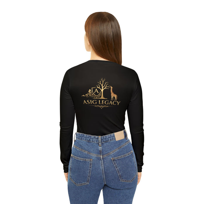 ASIG Legacy Women's V-Neck Long Sleeve Shirt — Gold Tree & Giraffe Logo