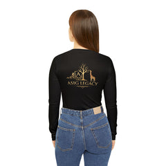 ASIG Legacy Women's V-Neck Long Sleeve Shirt — Gold Tree & Giraffe Logo