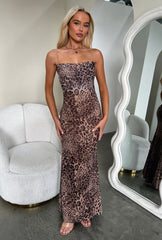 Barb Mesh Maxi Dress - Leopard