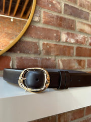 Bernadatte Brown Belt with Gold Buckle