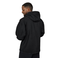 Black Packable Anorak Jacket with Gold Floral Chest Emblem — Lightweight Hooded Windbreaker ASIG LEGACY