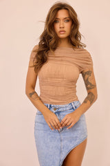 Dazzle Desire Mesh Top - Mocha