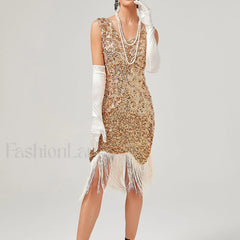 For Women 2024 1920s O-neck Sleeveless Tassel Shinny Glitter Sequin Club Party Vestidos Prom Dress