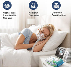 Main Clinic Supply CPAP Mask Cleaning Wipes – 150 Jumbo Count | Alcohol-Free, Unscented, Lint-Free CPAP Mask Wipes | 7" x 6" Cleaning Wipes for Masks, Cushions & Headgear