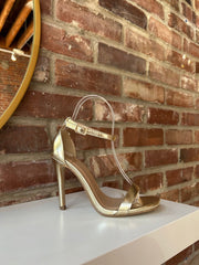 Petra Gold Metallic Open Toe Heel