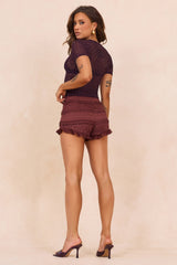 Pretty Allure Lace Crop Top - Chocolate