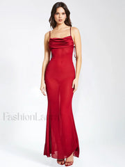 Tatiana Burgundy Rayon Charming Backless Maxi Dress
