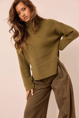 Washed Ashore Knit Sweater - Olive