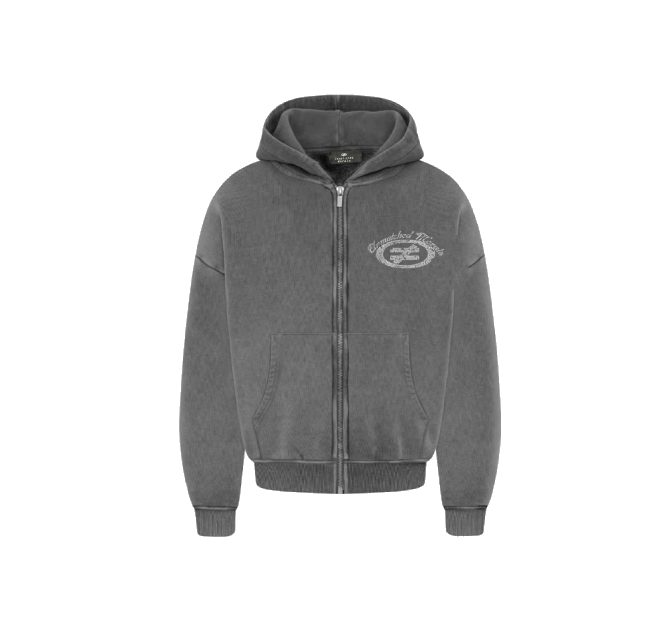 Washed Grey Zip Hoodie