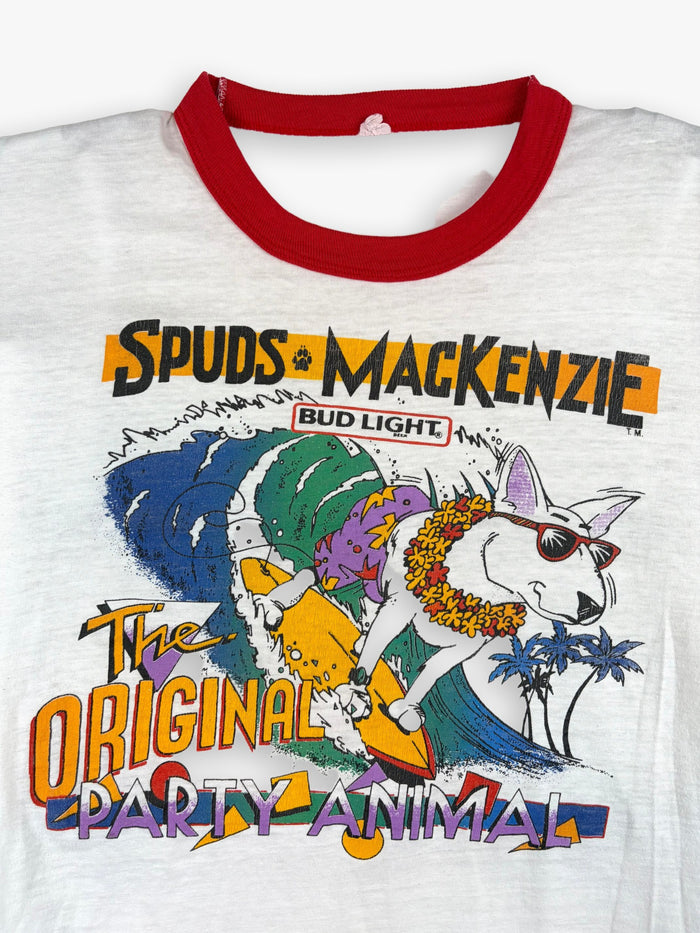 1980s Bud Light Spuds Mackenzie The Original Party Animal Ringer T-Shirt