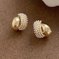 Metal Pearl Arc Earrings
