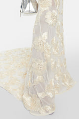 Strapless Slim Fit Floor Length Mesh Prom Dress