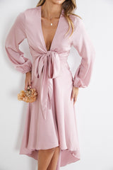 Bryleigh Blush Dress | Women's Satin Midi Dress
