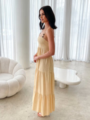 Elarise Yellow Dress | Women's Linen Blend Maxi Dress