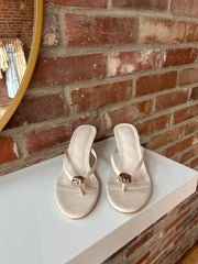 Evie Cream Flip Flop Kitten Heel