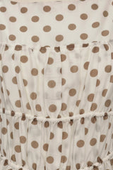 Ilyra Dress Beige Spot | Women's Polka Dot Shirred Mini Dress