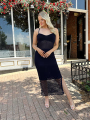 Quincey Knit Midi Dress- Navy
