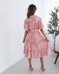 Reign Pink Print Dress | Women's Paisley Midi Dress