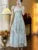 French Vintage Floral Ruffles Midi Dresses for Women Lace Square Collar Puff Sleeve Elegant Princess Birthday Party Dress New