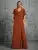 Beaded collar hem flared slit sleeve chest pleated chiffon slit skirt Evening gown Ball dress Party dress