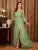 V-neck gauze applique slit elegant Evening gown Ball dress Party dress Bridesmaid dress