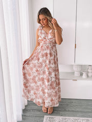 Shanta Peach Floral Dress | Women's Floral Maxi Dress